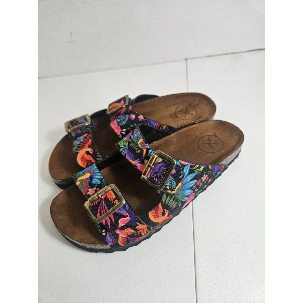 Inkkas Luzon Buckle Sandals Rainforest Tropical Print Women's Size 9